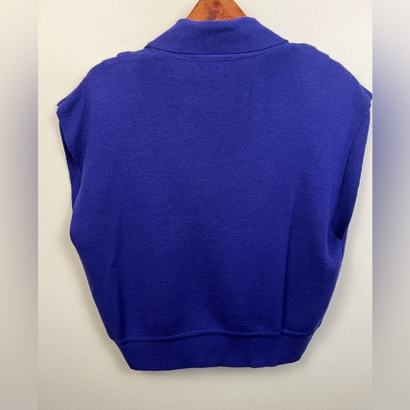 Vintage Russ Indigo/Purple Sweater Vest – 1980s Double-Breasted – Size L - Picture 4 of 12